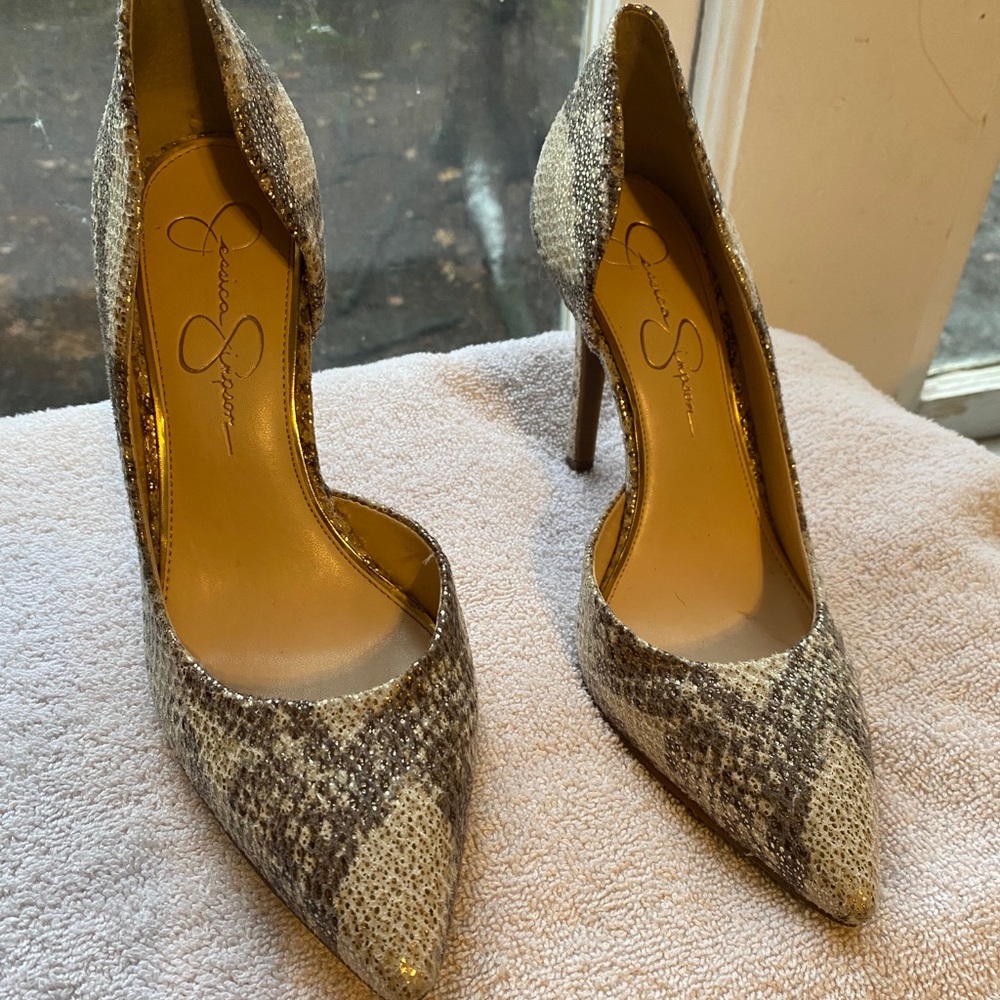Jessica Simpson animal print heels